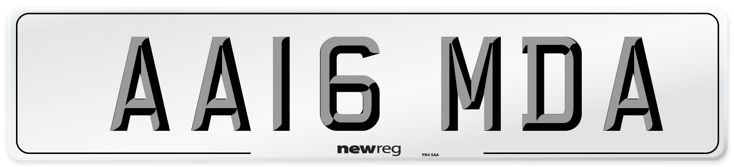 AA16 MDA Number Plate from New Reg